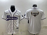 Men's Baltimore Ravens White Team Big Logo With Patch Cool Base Stitched Baseball Jersey,baseball caps,new era cap wholesale,wholesale hats