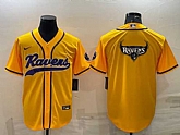 Men's Baltimore Ravens Yellow Team Big Logo With Patch Cool Base Stitched Baseball Jersey,baseball caps,new era cap wholesale,wholesale hats