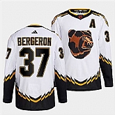 Men's Boston Bruins #37 Patrice Bergeron 2022 White Reverse Retro Stitched Jersey Dzhi,baseball caps,new era cap wholesale,wholesale hats