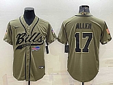 Men's Buffalo Bills #17 Josh Allen 2022 Olive Salute to Service Cool Base Stitched Baseball Jersey,baseball caps,new era cap wholesale,wholesale hats
