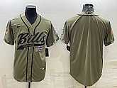 Men's Buffalo Bills Blank Olive Salute to Service Cool Base Stitched Baseball Jersey