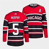 Men's Chicago Blackhawks #5 Connor Murphy Red Black 2022 Reverse Retro Stitched Jersey Dzhi,baseball caps,new era cap wholesale,wholesale hats