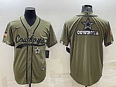 Men's Dallas Cowboys Olive Salute to Service Team Big Logo Cool Base Stitched Baseball Jersey,baseball caps,new era cap wholesale,wholesale hats