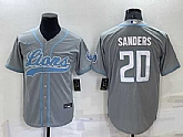 Men's Detroit Lions #20 Barry Sanders Gray Cool Base Stitched Baseball Jersey,baseball caps,new era cap wholesale,wholesale hats