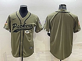 Men's Green Bay Packers Blank Olive Salute to Service Cool Base Stitched Baseball Jersey,baseball caps,new era cap wholesale,wholesale hats
