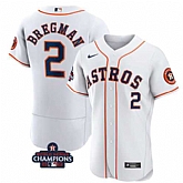 Men's Houston Astros #2 Alex Bregman White 2022 World Series Champions Flex Base Stitched Baseball Jersey,baseball caps,new era cap wholesale,wholesale hats