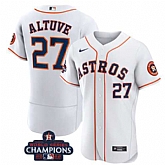 Men's Houston Astros #27 Jose Altuve White 2022 World Series Champions Flex Base Stitched Baseball Jersey,baseball caps,new era cap wholesale,wholesale hats