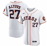 Men's Houston Astros #27 Jose Altuve White 2022 World Series Flex Base Stitched Baseball Jersey,baseball caps,new era cap wholesale,wholesale hats