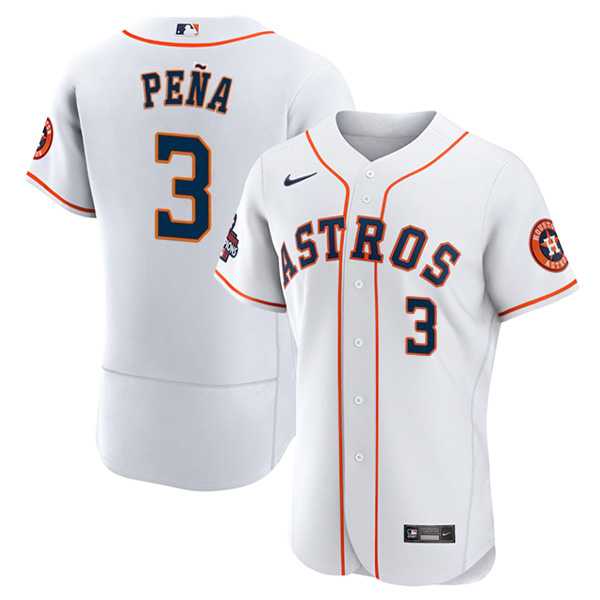 Men's Houston Astros #3 Jeremy Pena 2022 World Series White Flex Base Stitched Baseball Jersey