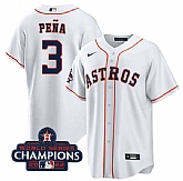 Men's Houston Astros #3 Jeremy Pena White 2022 World Series Champions Cool Base Stitched Baseball Jersey,baseball caps,new era cap wholesale,wholesale hats