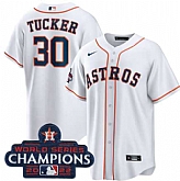 Men's Houston Astros #30 Kyle Tucker White 2022 World Series Champions Home Stitched Baseball Jersey,baseball caps,new era cap wholesale,wholesale hats