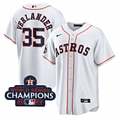 Men's Houston Astros #35 Justin Verlander White 2022 World Series Champions Home Stitched Baseball Jersey,baseball caps,new era cap wholesale,wholesale hats