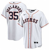 Men's Houston Astros #35 Justin Verlander White 2022 World Series Home Stitched Baseball Jersey,baseball caps,new era cap wholesale,wholesale hats