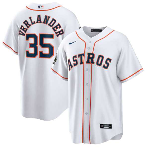 Men's Houston Astros #35 Justin Verlander White 2022 World Series Home Stitched Baseball Jersey