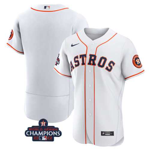 Men's Houston Astros Blank White 2022 World Series Champions Flex Base Stitched Baseball Jersey