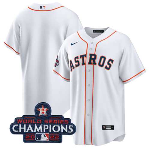 Men's Houston Astros Blank White 2022 World Series Champions Home Stitched Baseball Jersey