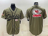 Men's Kansas City Chiefs Olive Salute to Service Team Big Logo Cool Base Stitched Baseball Jersey,baseball caps,new era cap wholesale,wholesale hats