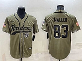 Men's Las Vegas Raiders #83 Darren Waller 2022 Olive Salute to Service Cool Base Stitched Baseball Jersey,baseball caps,new era cap wholesale,wholesale hats