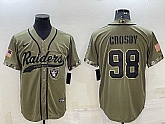 Men's Las Vegas Raiders #98 Maxx Crosby 2022 Olive Salute to Service Cool Base Stitched Baseball Jersey,baseball caps,new era cap wholesale,wholesale hats