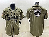 Men's Las Vegas Raiders Olive Salute to Service Team Big Logo Cool Base Stitched Baseball Jersey
