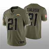 Men's Los Angeles Chargers #21 LaDainian Tomlinson 2022 Olive Salute To Service Limited Stitched Jersey,baseball caps,new era cap wholesale,wholesale hats
