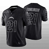 Men's Los Angeles Chargers #21 LaDainian Tomlinson Black Reflective Limited Stitched Football Jersey,baseball caps,new era cap wholesale,wholesale hats