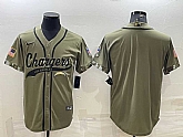 Men's Los Angeles Chargers Blank Olive Salute to Service Cool Base Stitched Baseball Jersey,baseball caps,new era cap wholesale,wholesale hats