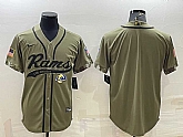 Men's Los Angeles Rams Blank Olive Salute to Service Cool Base Stitched Baseball Jersey,baseball caps,new era cap wholesale,wholesale hats