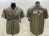Men's New England Patriots Olive Salute to Service Team Big Logo Cool Base Stitched Baseball Jersey,baseball caps,new era cap wholesale,wholesale hats