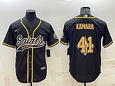 Men's New Orleans Saints #41 Alvin Kamara Black Team Big Logo With Patch Cool Base Stitched Baseball Jersey,baseball caps,new era cap wholesale,wholesale hats