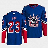 Men's New York Rangers #23 Adam Fox Blue 2022 Reverse Retro Stitched Jersey Dzhi,baseball caps,new era cap wholesale,wholesale hats