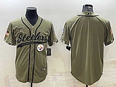 Men's Pittsburgh Steelers Blank Olive Salute to Service Cool Base Stitched Baseball Jersey,baseball caps,new era cap wholesale,wholesale hats