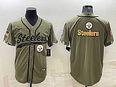 Men's Pittsburgh Steelers Blank Olive Salute to Service Team Big Logo Cool Base Stitched Baseball Jersey,baseball caps,new era cap wholesale,wholesale hats