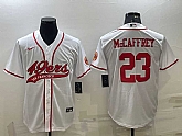 Men's San Francisco 49ers #23 Christian McCaffrey White With Patch Cool Base Stitched Baseball Jersey,baseball caps,new era cap wholesale,wholesale hats