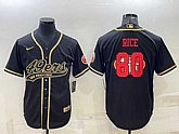 Men's San Francisco 49ers #80 Jerry Rice Black Gold Team Big Logo With Patch Cool Base Stitched Baseball Jersey,baseball caps,new era cap wholesale,wholesale hats