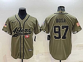 Men's San Francisco 49ers #97 Nick Bosa 2022 Olive Salute to Service Cool Base Stitched Baseball Jersey,baseball caps,new era cap wholesale,wholesale hats