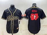 Men's San Francisco 49ers #97 Nick Bosa Black Gold Team Big Logo With Patch Cool Base Stitched Baseball Jersey,baseball caps,new era cap wholesale,wholesale hats