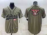 Men's San Francisco 49ers Olive Salute to Service Team Big Logo Cool Base Stitched Baseball Jersey