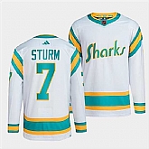 Men's San Jose Sharks #7 Nico Sturm White 2022 Reverse Retro Stitched Jersey Dzhi,baseball caps,new era cap wholesale,wholesale hats