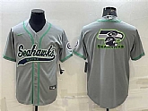 Men's Seattle Seahawks Gray Team Big Logo With Patch Cool Base Stitched Baseball Jersey,baseball caps,new era cap wholesale,wholesale hats