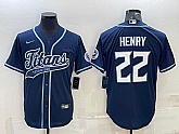 Men's Tennessee Titans #22 Derrick Henry Navy With Patch Cool Base Stitched Baseball Jersey,baseball caps,new era cap wholesale,wholesale hats