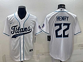 Men's Tennessee Titans #22 Derrick Henry White With Patch Cool Base Stitched Baseball Jersey,baseball caps,new era cap wholesale,wholesale hats