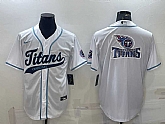 Men's Tennessee Titans White Team Big Logo With Patch Cool Base Stitched Baseball Jersey,baseball caps,new era cap wholesale,wholesale hats