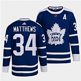 Men's Toronto Maple Leafs Black #34 Auston Matthews Blue 2022 Reverse Retro Stitched Jersey Dzhi,baseball caps,new era cap wholesale,wholesale hats