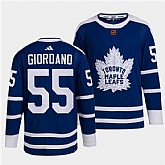 Men's Toronto Maple Leafs Black #55 Mark Giordano Blue 2022 Reverse Retro Stitched Jersey Dzhi
