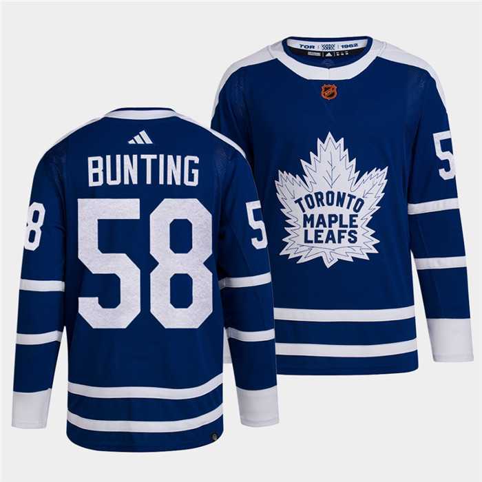 Men's Toronto Maple Leafs Black #58 Michael Bunting Blue 2022 Reverse Retro Stitched Jersey Dzhi