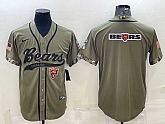Men's Chicago Bears Olive Salute to Service Team Big Logo Cool Base Stitched Baseball Jersey,baseball caps,new era cap wholesale,wholesale hats