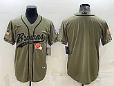 Men's Cleveland Browns Blank Olive 2022 Salute To Service Cool Base Stitched Baseball Jersey,baseball caps,new era cap wholesale,wholesale hats