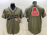 Men's Cleveland Browns Olive 2022 Salute To Service Team Big Logo Cool Base Stitched Baseball Jersey,baseball caps,new era cap wholesale,wholesale hats