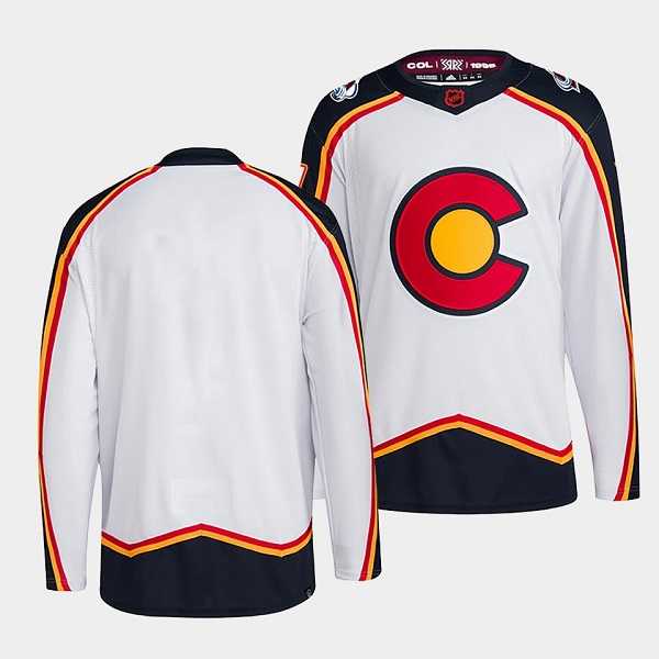 Men's Colorado Avalanche Blank White 2022-23 Reverse Retro Stitched Jersey